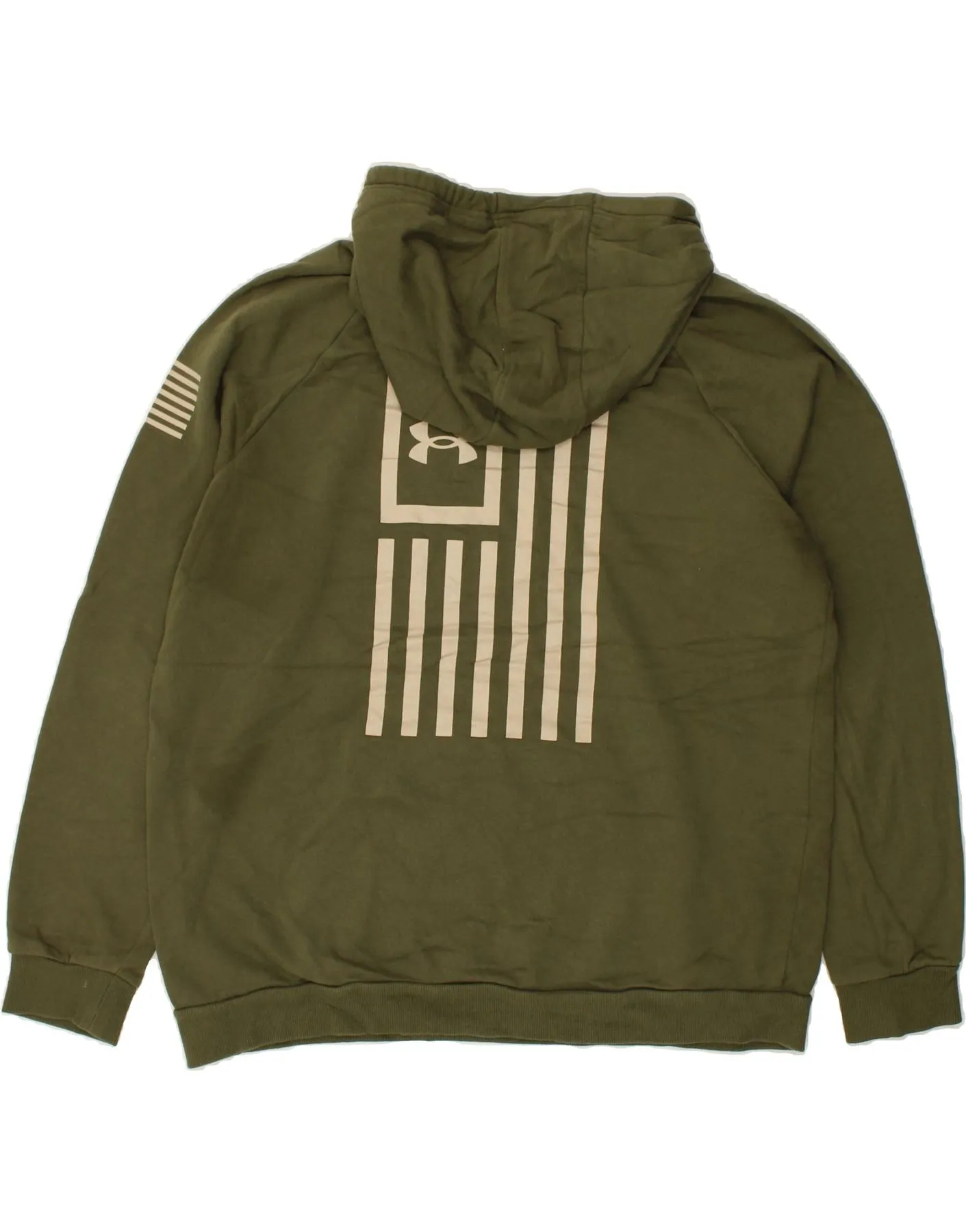 UNDER ARMOUR Mens Graphic Hoodie Jumper XL Khaki Cotton