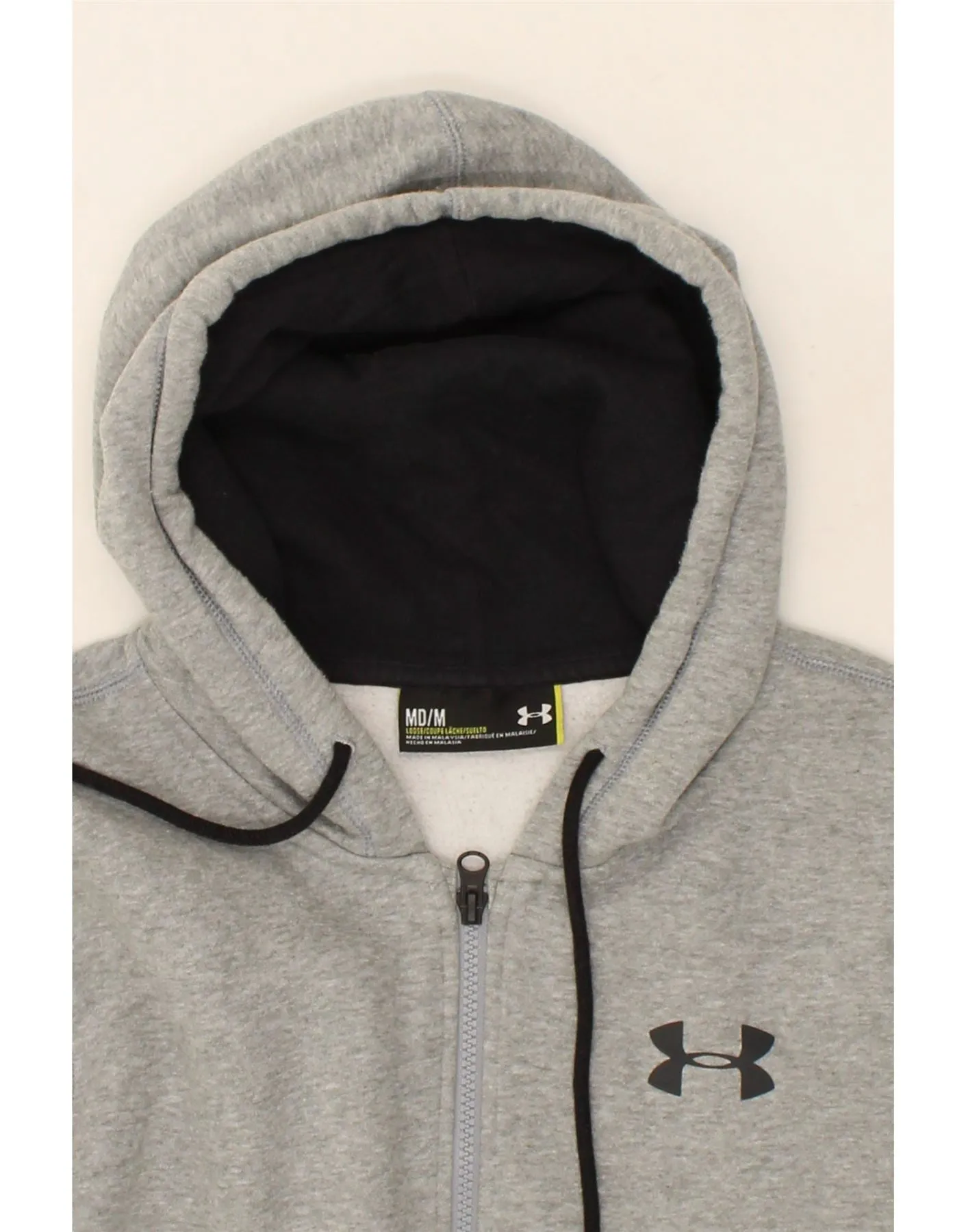 UNDER ARMOUR Mens Zip Hoodie Sweater Medium Grey Cotton