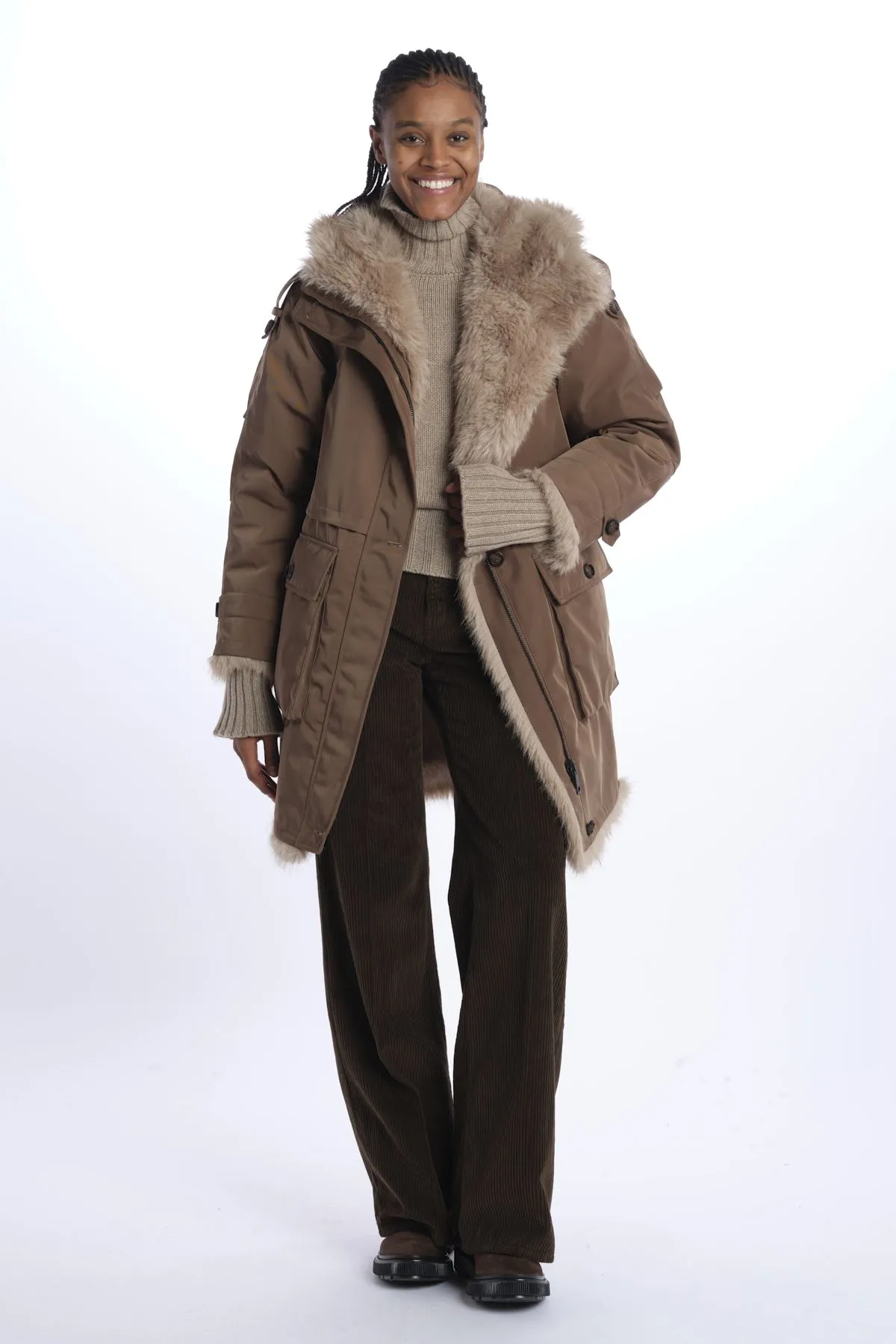 urbancode Parka lungo reversibile ecovolp    
