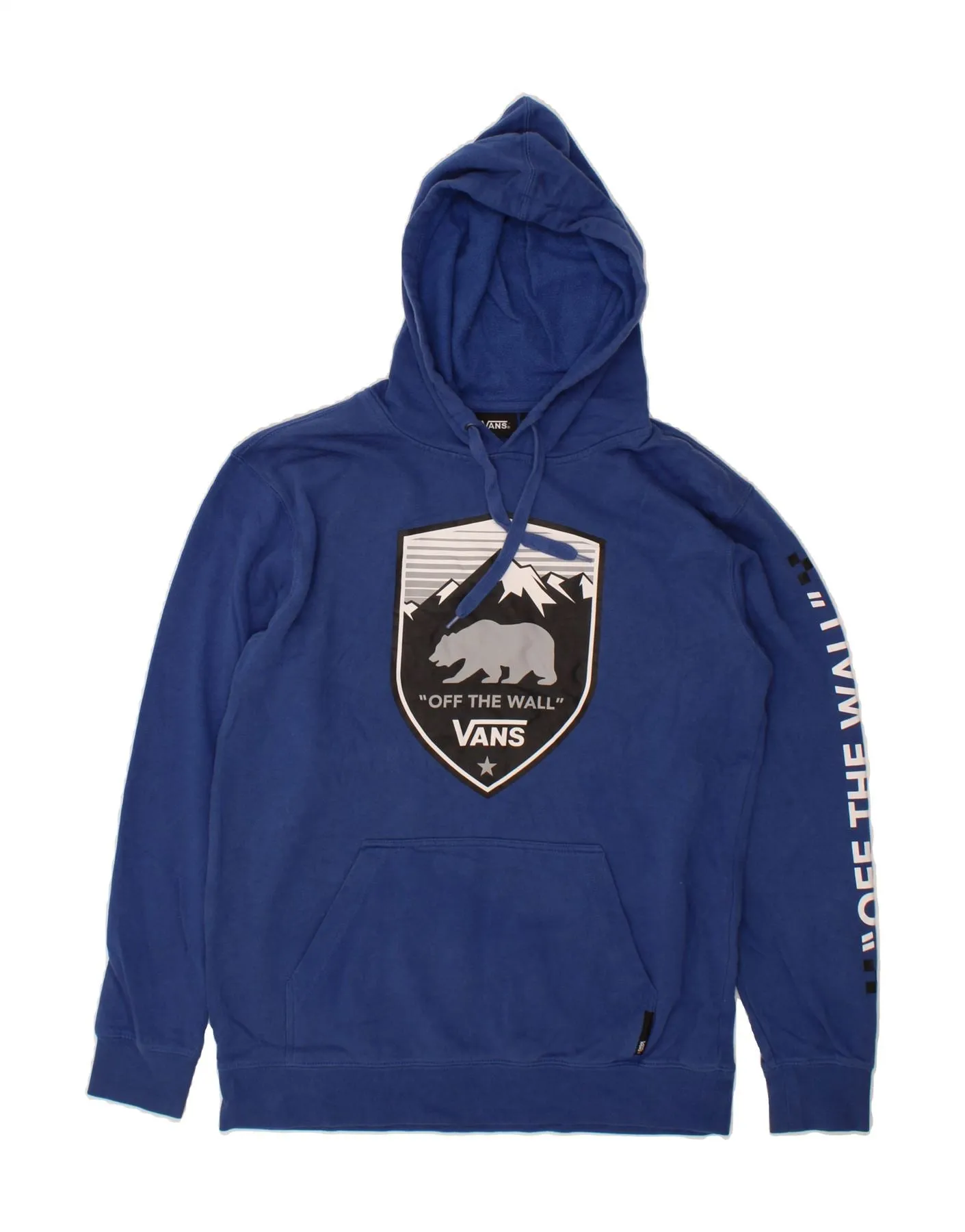 VANS Mens Graphic Hoodie Jumper Medium Blue Cotton
