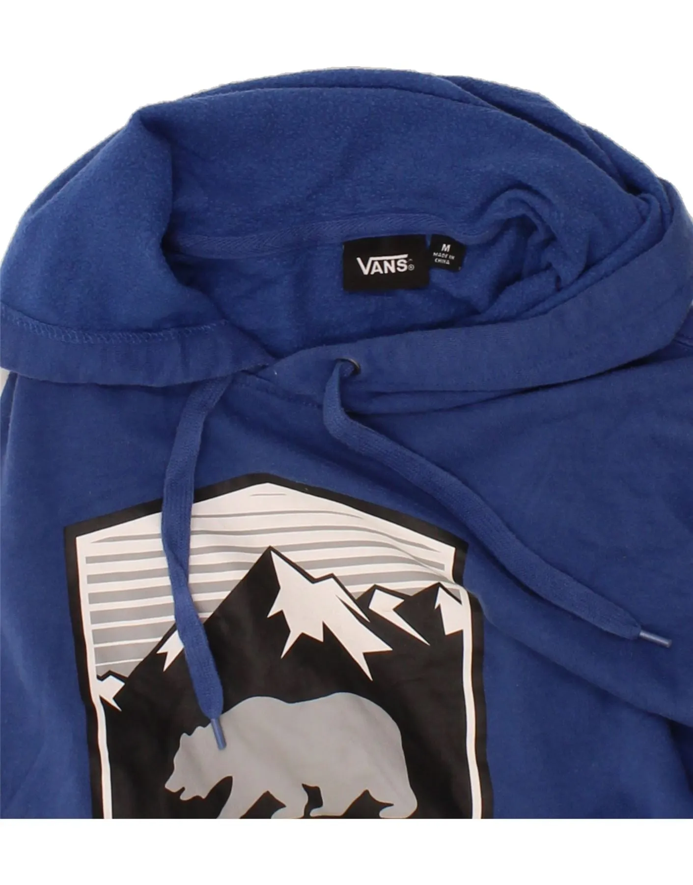 VANS Mens Graphic Hoodie Jumper Medium Blue Cotton