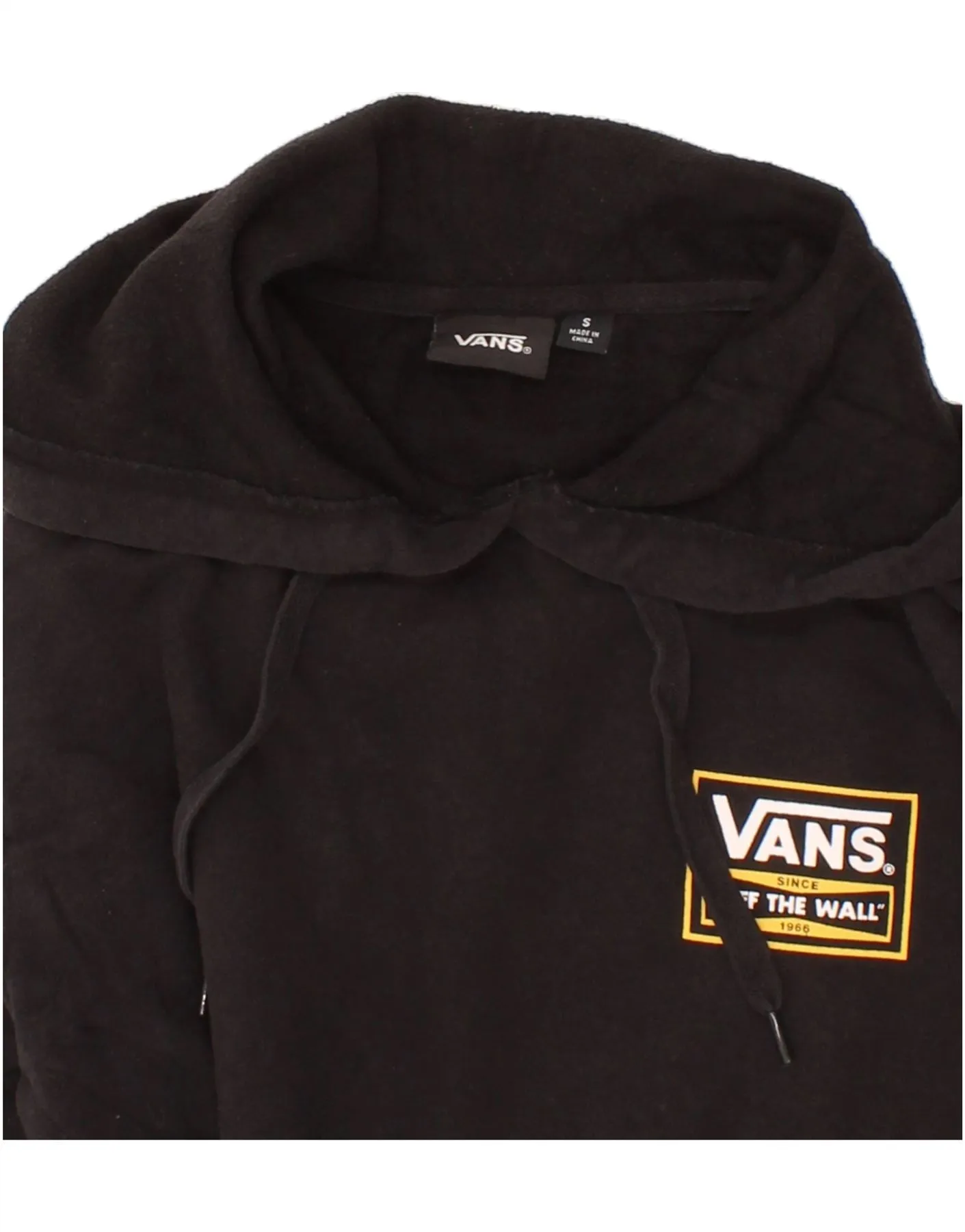 VANS Mens Graphic Hoodie Jumper Small Black Cotton