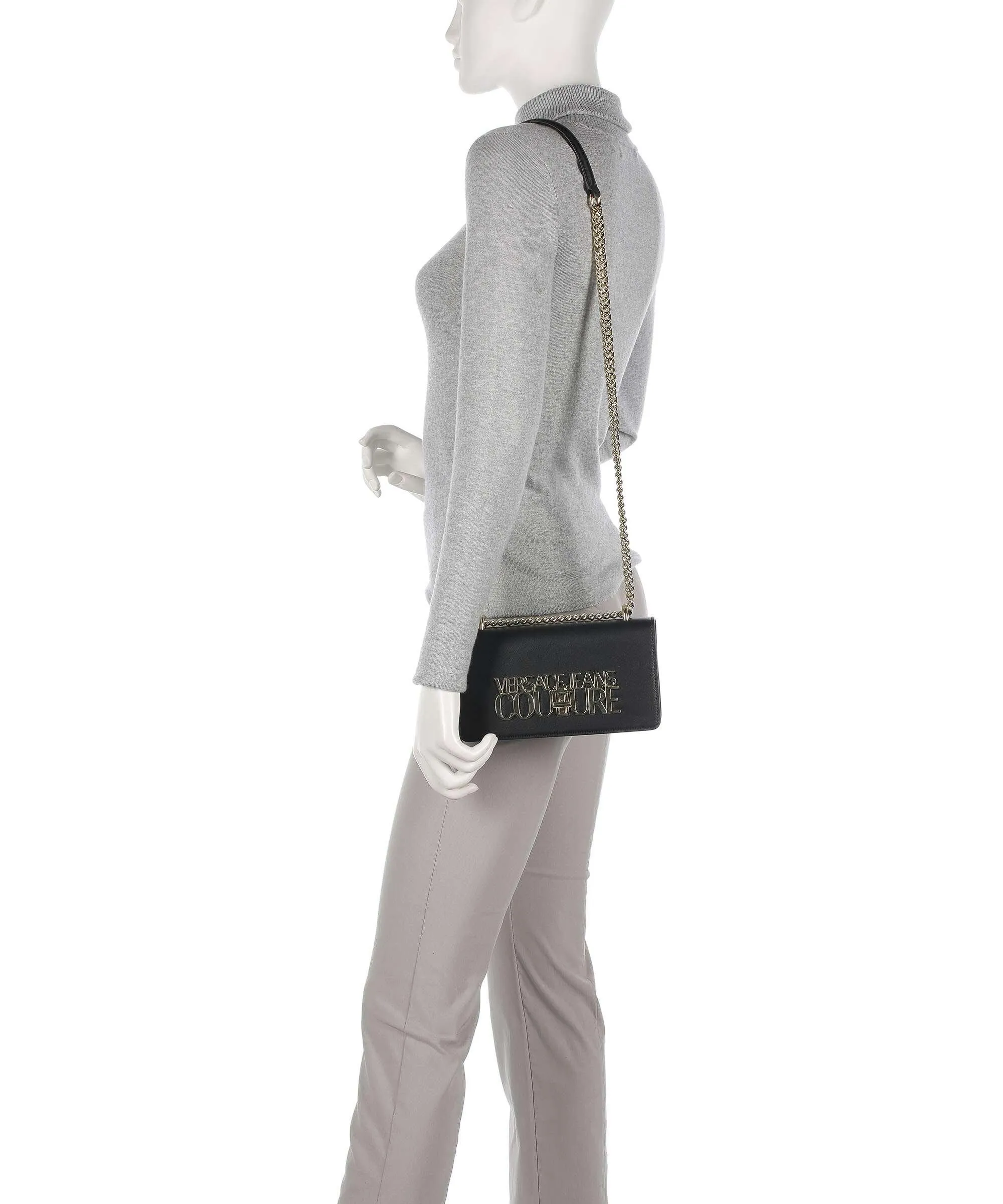  Versace Jeans Couture Logo Lock Borsa a spalla pelle sintetica nero  