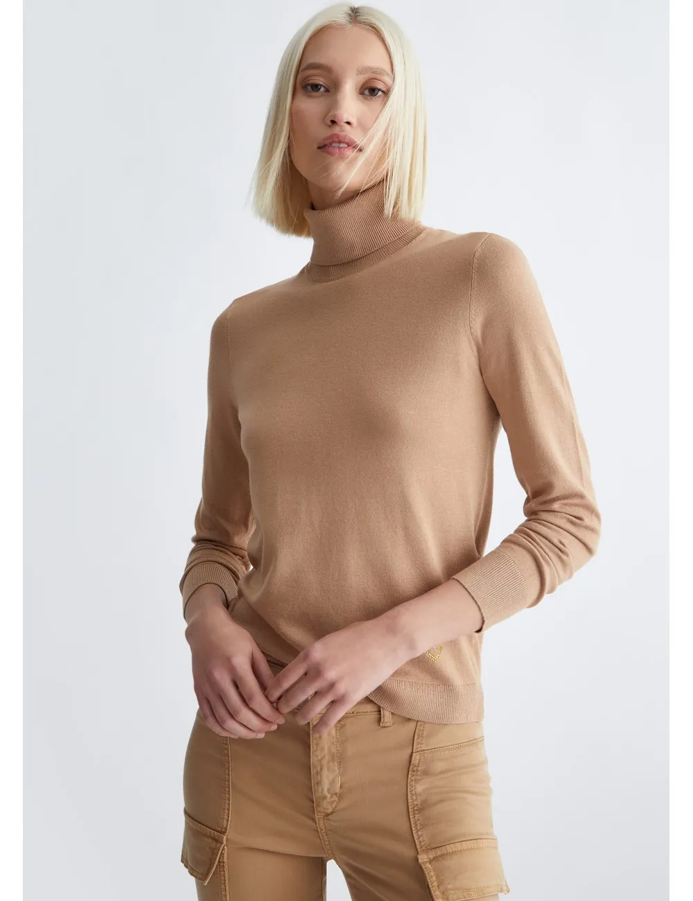 WF3126 71320 MAGLIA DONNA LIU JO DOLCEVITA COLLO ALTO MAGLIETTA SHIRT MAGLIE